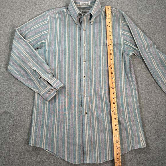Vtg Sears Roebuck Single Needle Tailoring Button Up Striped Men's 15-1/2 32/33 - Picture 6 of 8